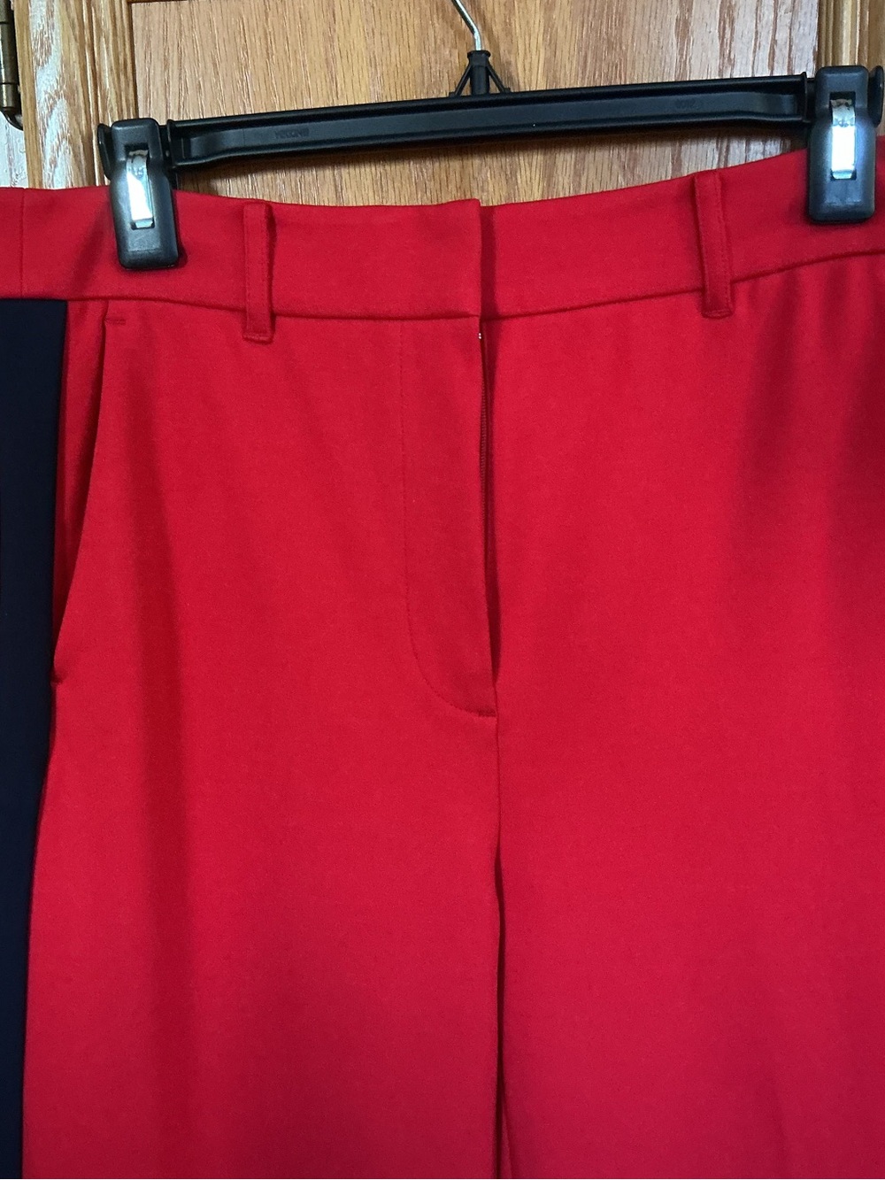 Boden Red With Navy Side Stripe Wide Leg Trousers Pants - Picture 2 of 11